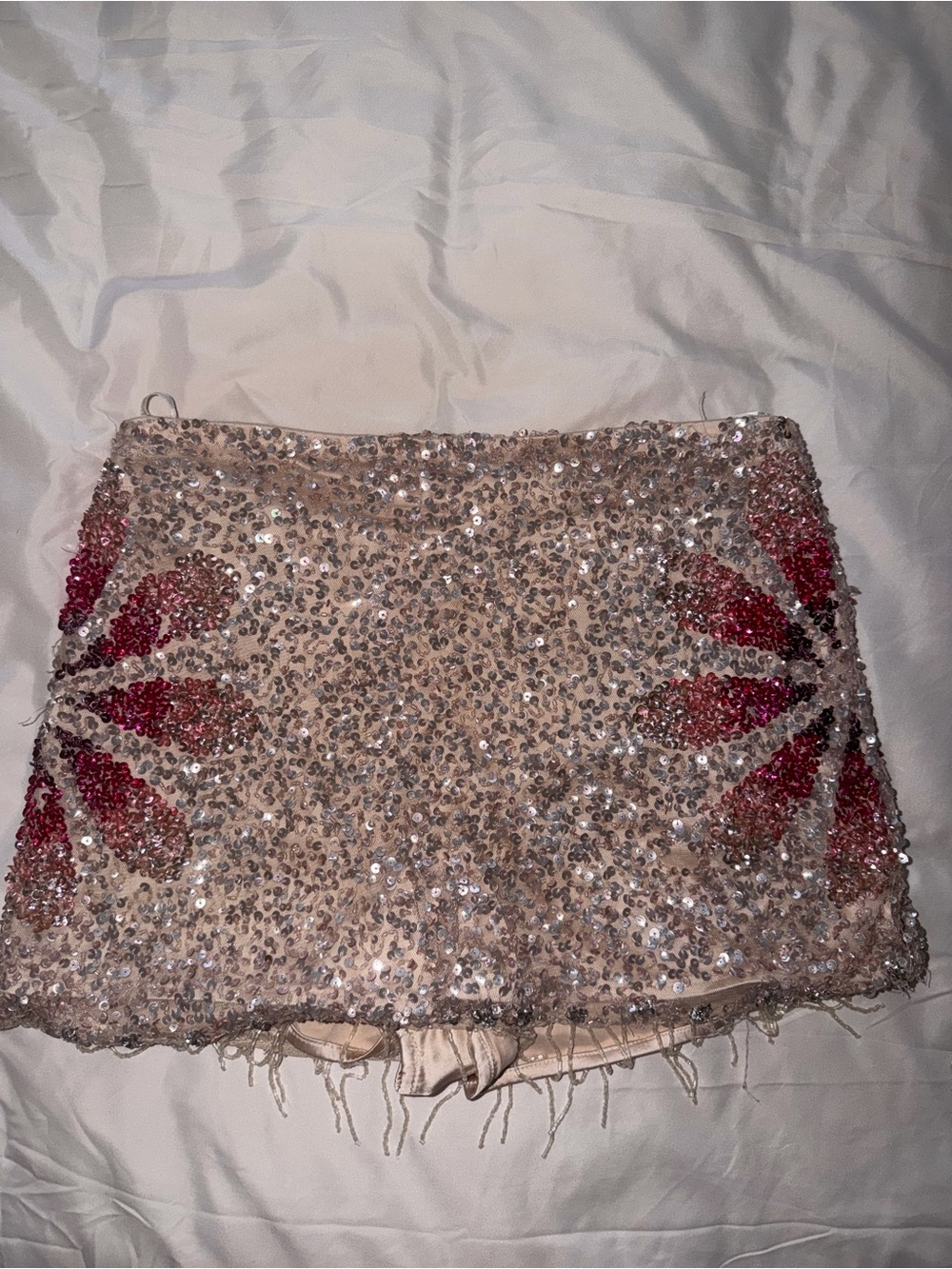 Tularosa Sequin Embellished Pink Floral Mini Skirt